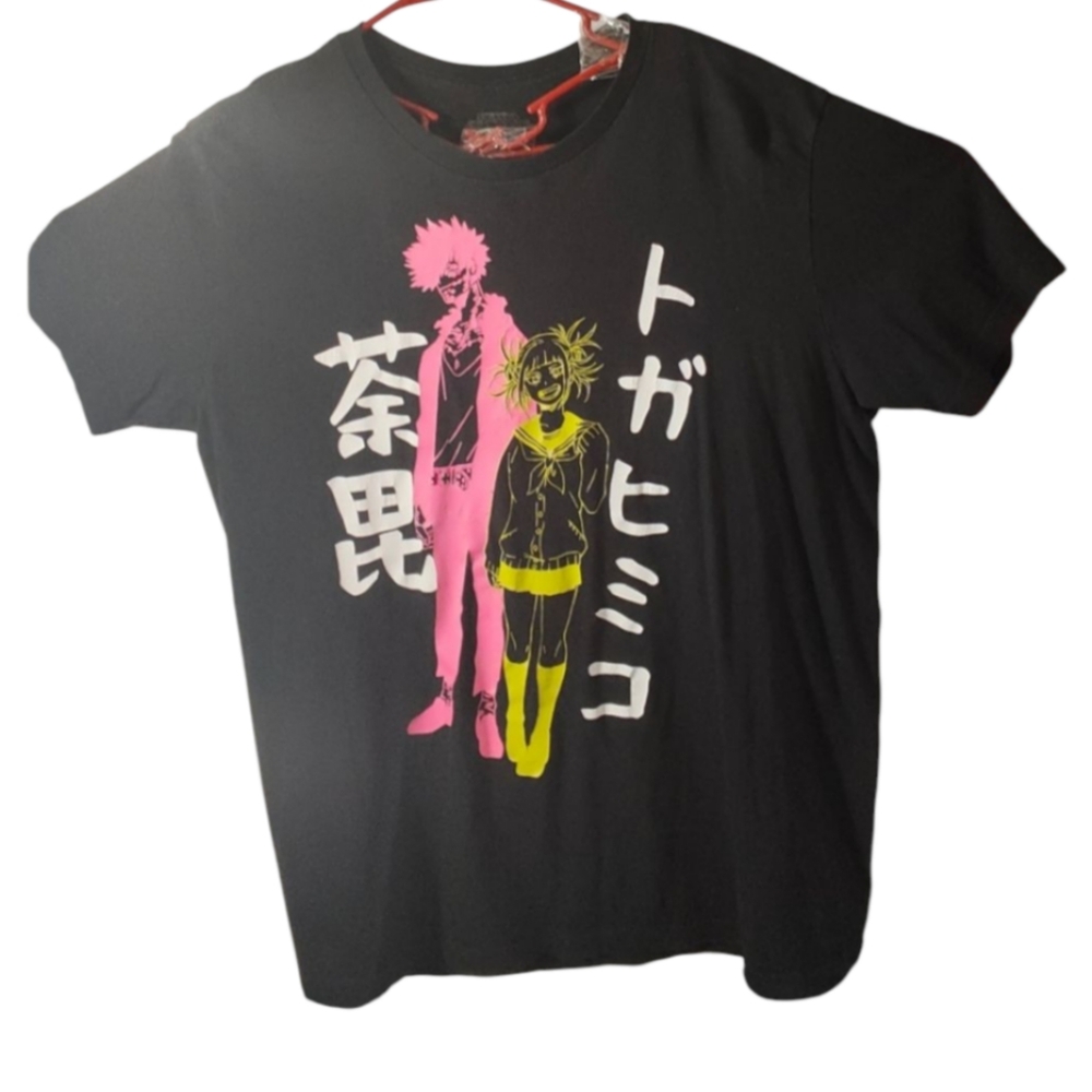 Anime Graphic Kids T-Shirt - Black with Pink and Yellow